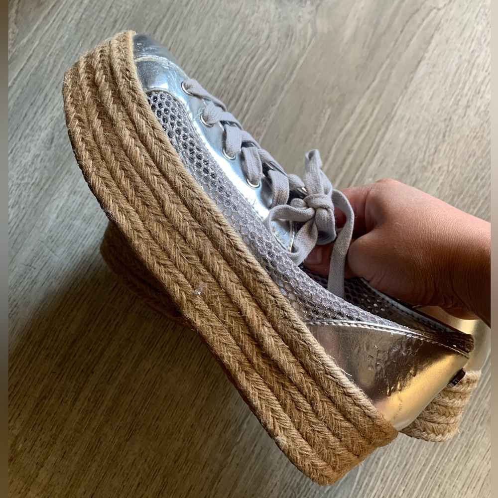 Steve Madden Silver Platform Espadrilles